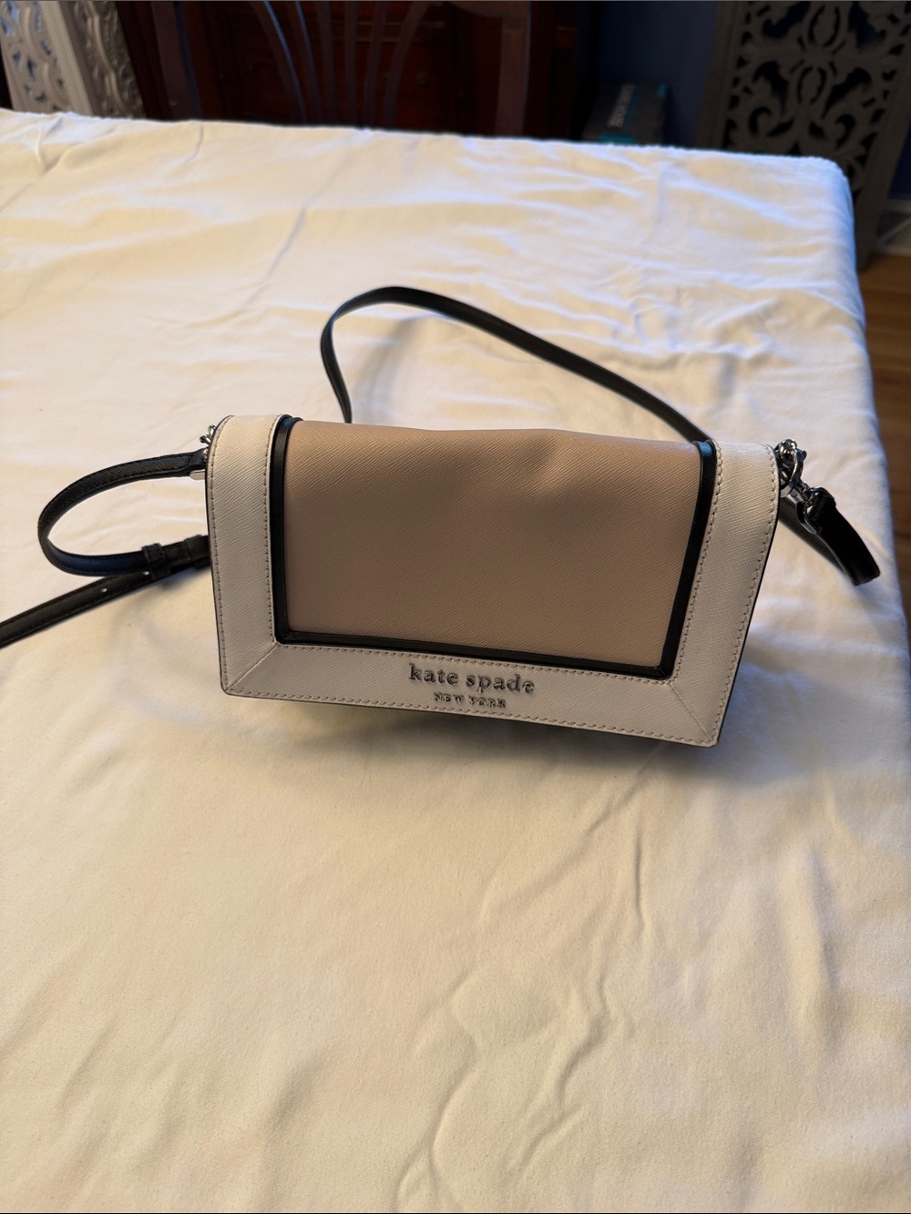 kate spade Two-Tone Blush & White Crossbody with Black Trim